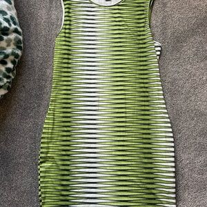 SHEIN Green and White Striped Mini Dress